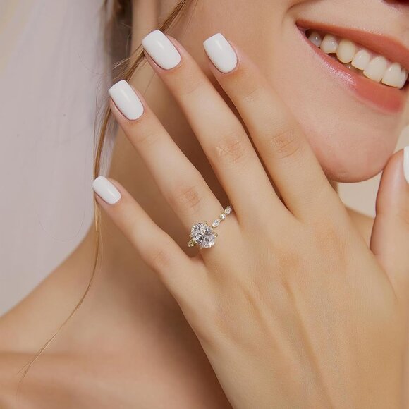 3 Carats 925 Sterling Silver Ring Oval Cut Cubic Zirconia Engagement Solitaire H - Picture 4 of 6